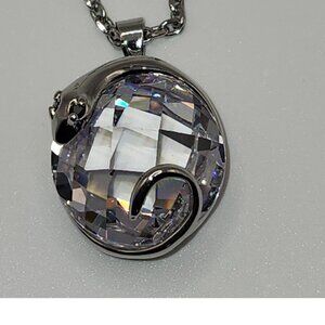 NEW Lot of 7 Silver Snake Coiled Around Half Round CZ Gem Pendant Silver Chain